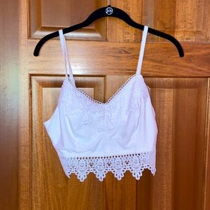 Women’s Mudd White Strappy Lace Crop Top Size Large